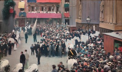 The Corpus Christi Procession Leaving the Church of Santa Maria del Mar by Ramon Casas i Carbo